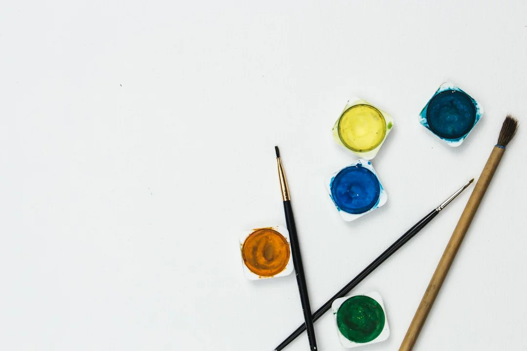 A painter's palette and tools